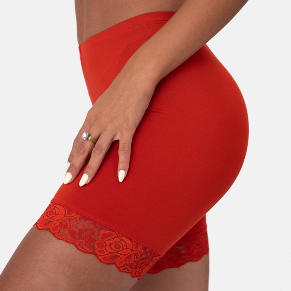 Adika | Shorts | Red Lace Biker Shorts | Poshmark
